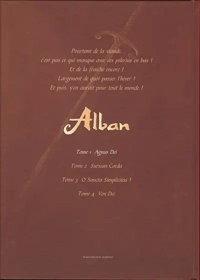 Verso de l'album Alban Tome 1 Agnus Dei