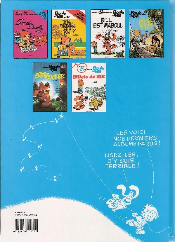 Verso de l'album Boule & Bill Tome 6 60 gags de Boule et Bill