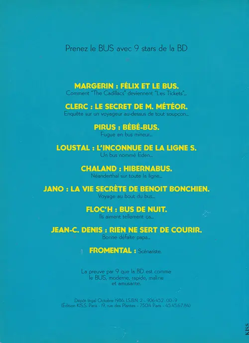 Verso de l'album Félix et le bus TN