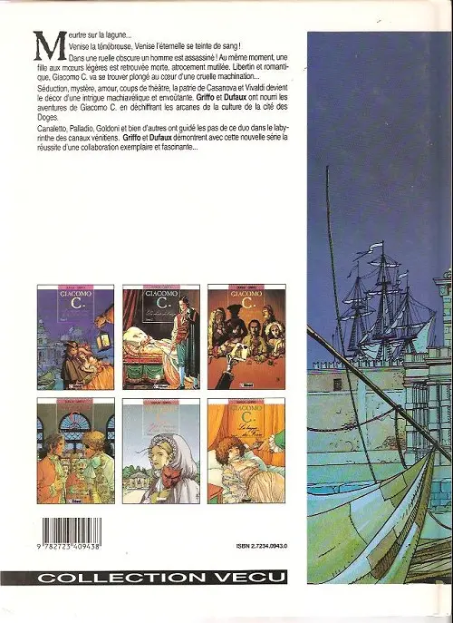 Verso de l'album Giacomo C. Tome 1 Le masque dans la bouche d'ombre