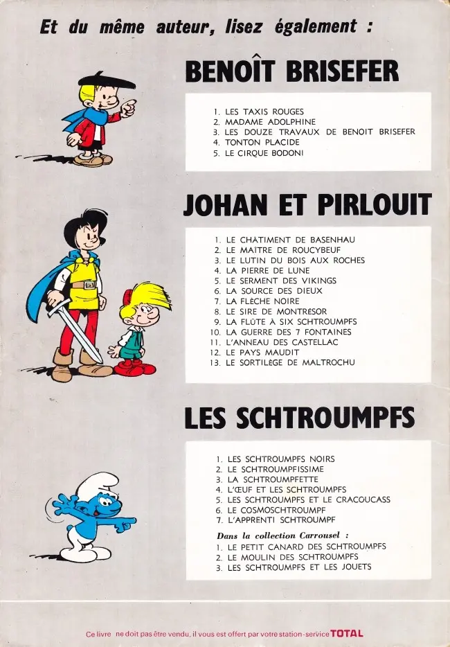 Verso de l'album Les Schtroumpfs Tome 6 Le cosmoschtroumpf