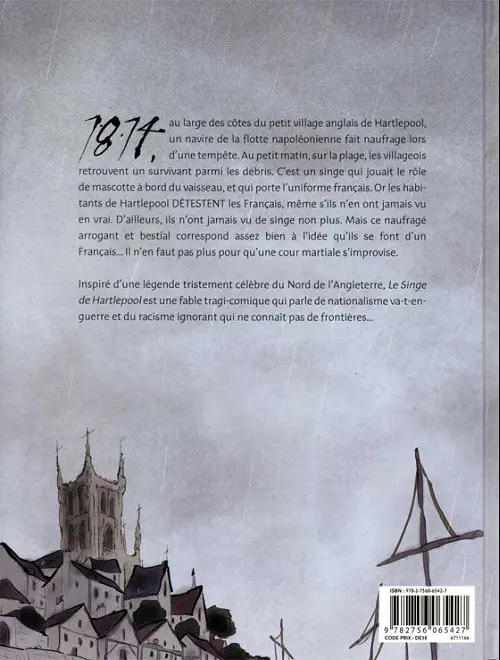 Verso de l'album Le singe de Hartlepool