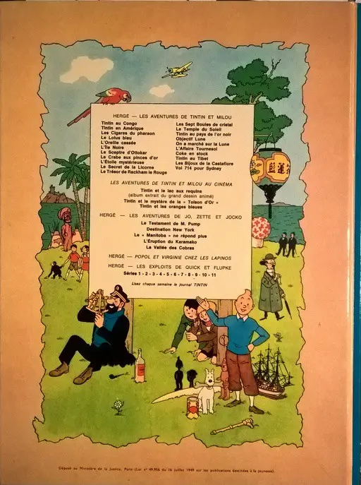 Verso de l'album Tintin Tome 5 Le lotus bleu