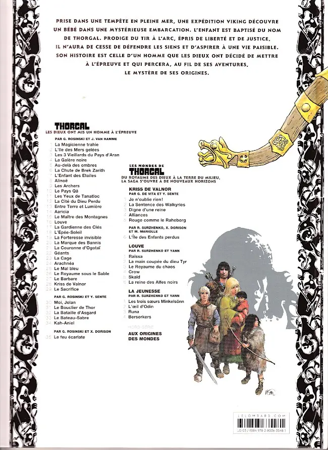 Verso de l'album Thorgal Tome 35 Le feu écarlate
