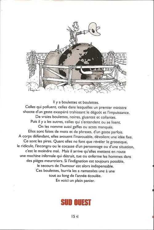 Verso de l'album Iturria - Dessins Sud-Ouest Dessins 2002-2003 - L'année des boulettes