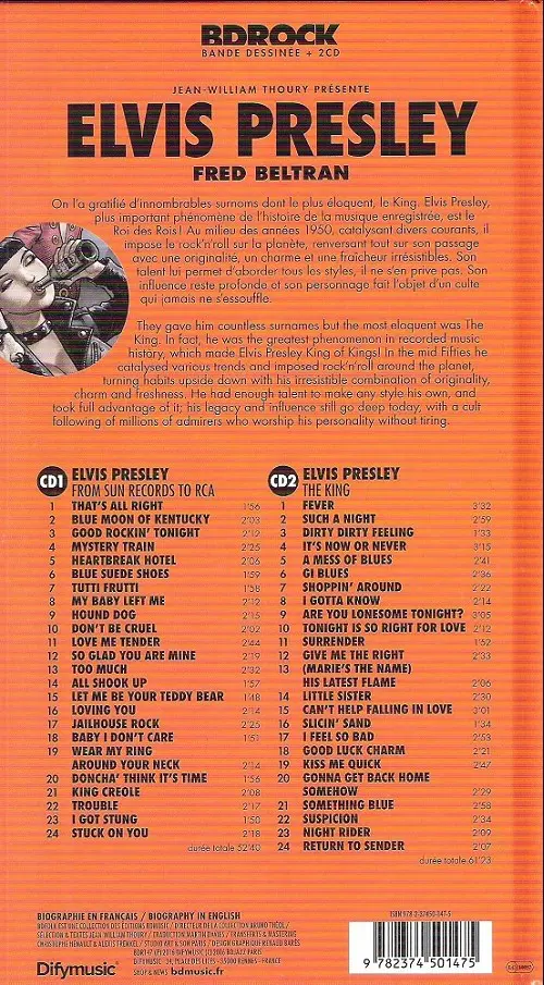 Verso de l'album BD Rock Elvis Presley