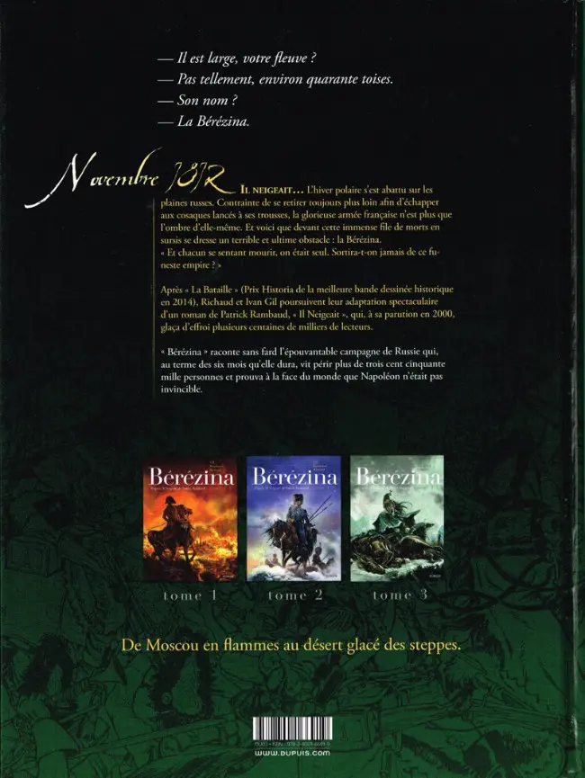Verso de l'album Bérézina Tome 3 La neige