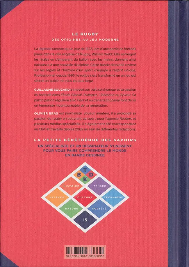 Verso de l'album La Petite Bédéthèque des Savoirs Tome 15 Le rugby - Des origines au jeu moderne
