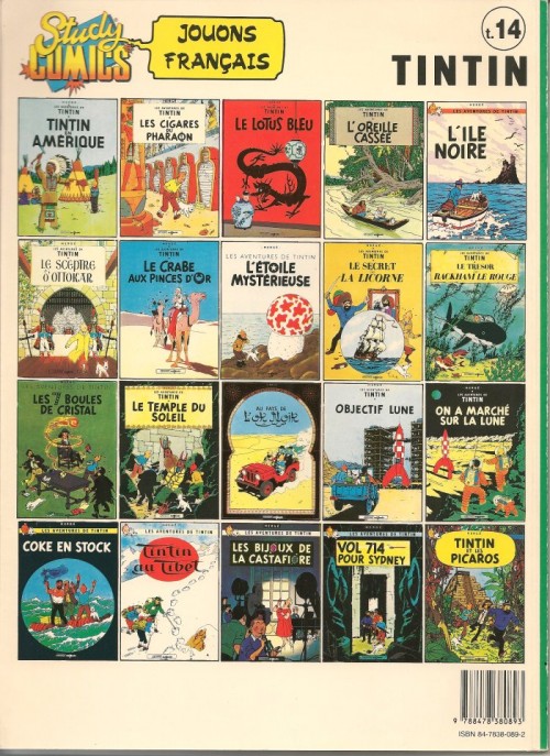 Verso de l'album Tintin Tome 14 L'affaire Tournesol