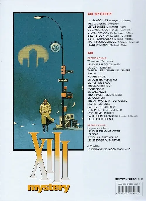 Verso de l'album XIII Mystery Tome 1 La mangouste