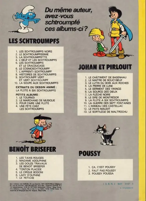 Verso de l'album Johan et Pirlouit Tome 13 Le sortilège de maltrochu