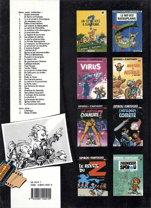 Verso de l'album Spirou et Fantasio Tome 19 Panade à Champignac