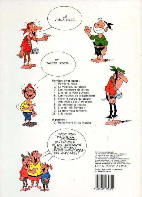 Verso de l'album Le Vieux Nick et Barbe-Noire Tome 11 Les boucaniers