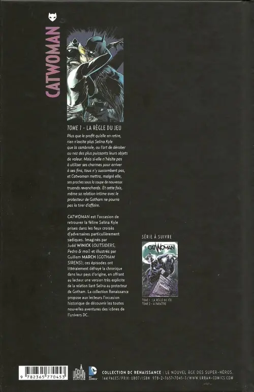 Verso de l'album Catwoman Tome 1 La Règle du jeu