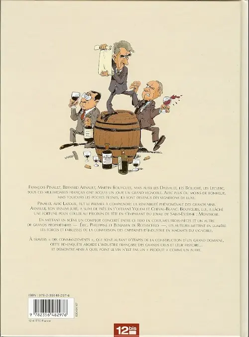Verso de l'album Les Caves du CAC 40 Les dix commandements du vin