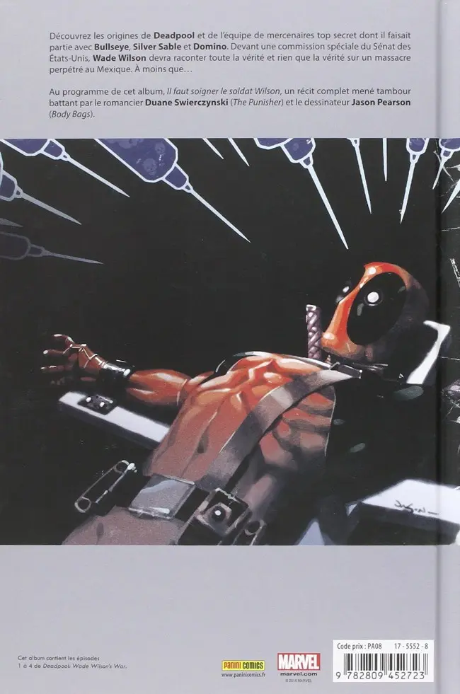 Verso de l'album Deadpool Il faut soigner le soldat Wilson