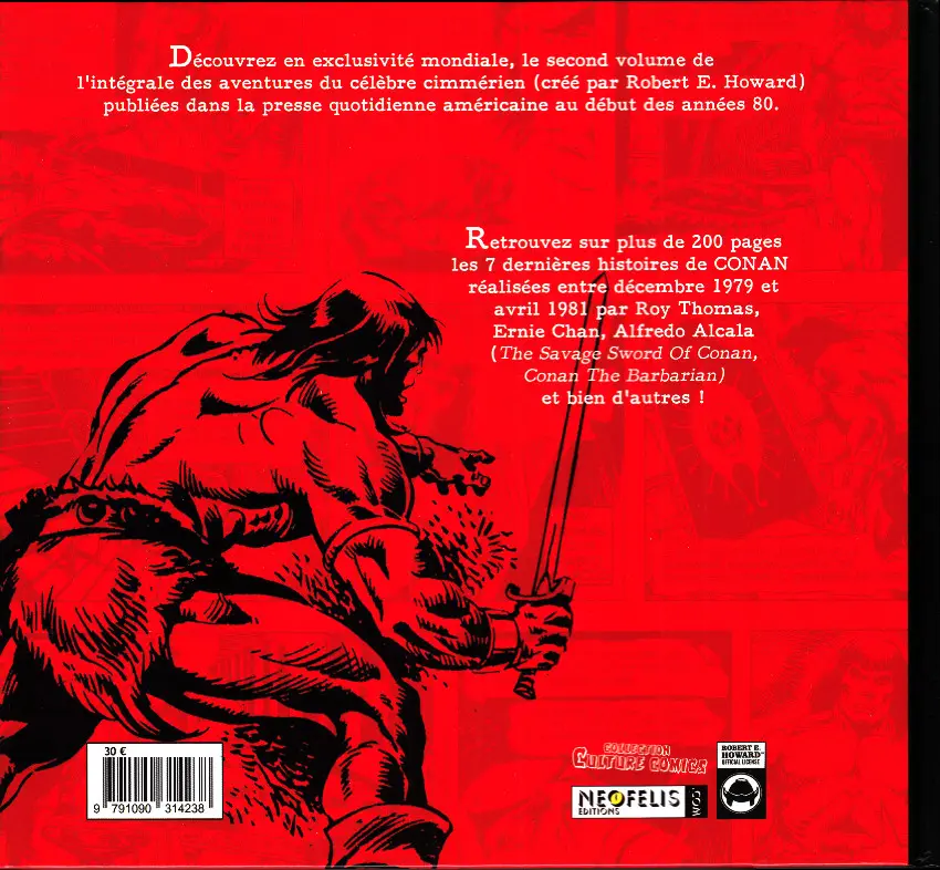 Verso de l'album Conan Les Comic Strips Inédits 1979-1981