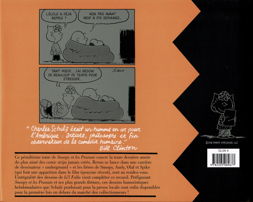 Verso de l'album Snoopy & Les Peanuts Tome 25 1999 - 2000