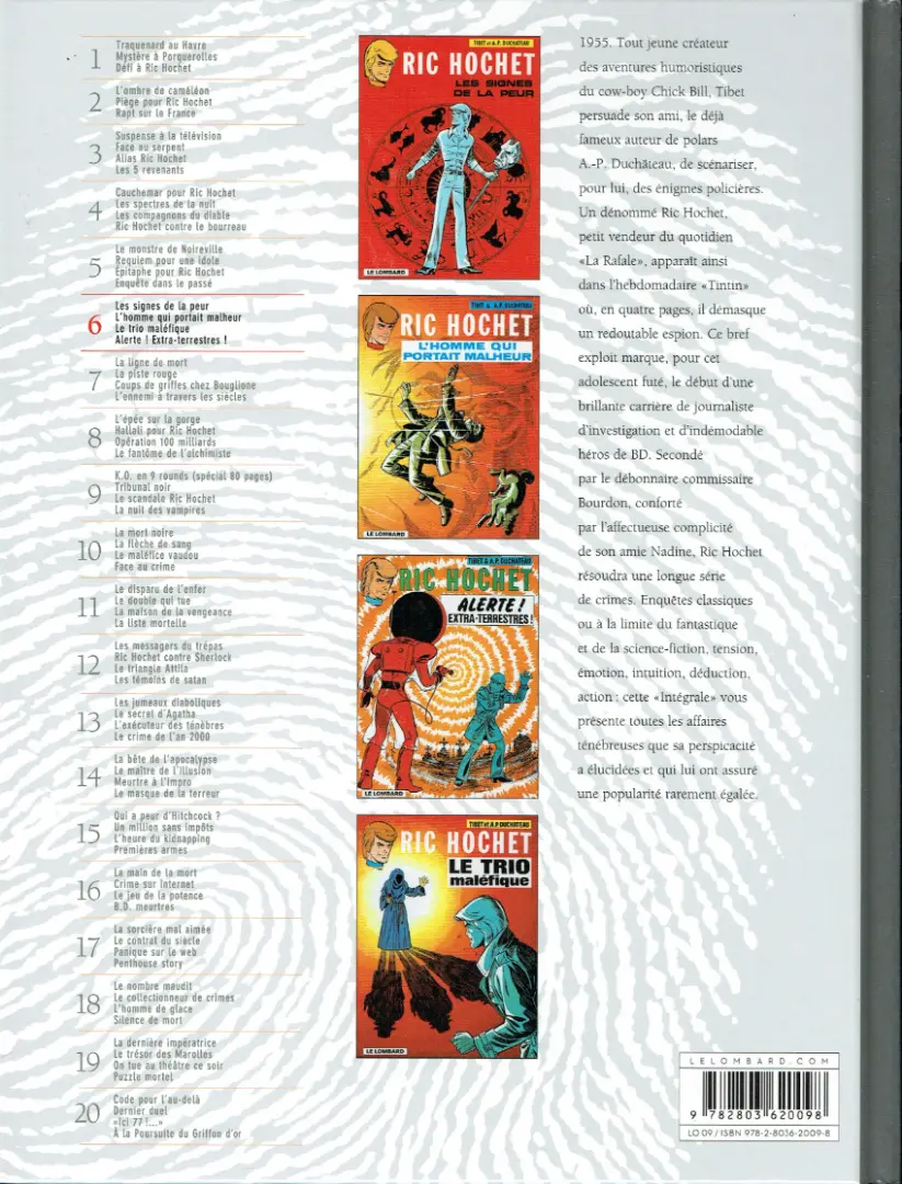 Verso de l'album Ric Hochet Intégrale Tome 6