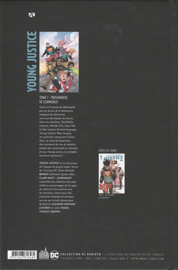Verso de l'album Young Justice 1 Prisonniers de Gemworld