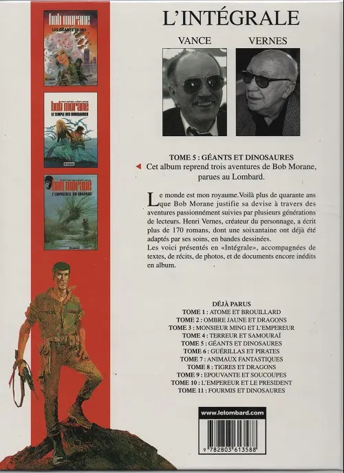 Verso de l'album Bob Morane L'Intégrale 5 Géants et dinosaures