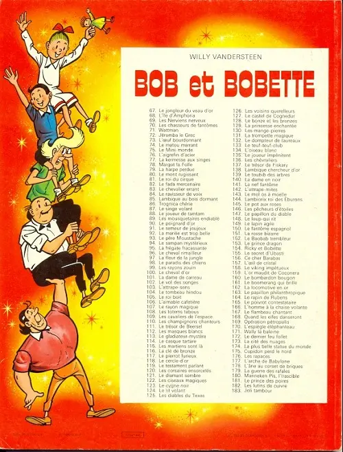 Verso de l'album Bob et Bobette Tome 90 Le poignard d'or