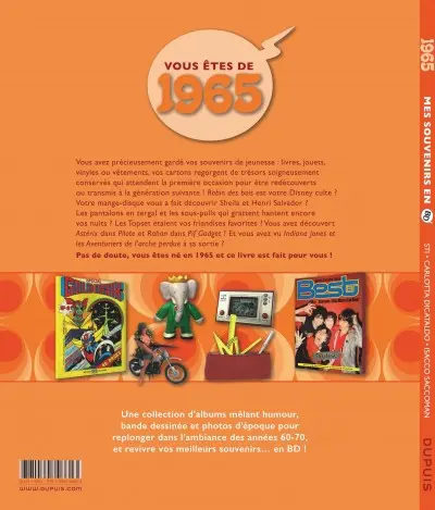 Verso de l'album Mes souvenirs en BD Tome 26 Année de naissance 1965