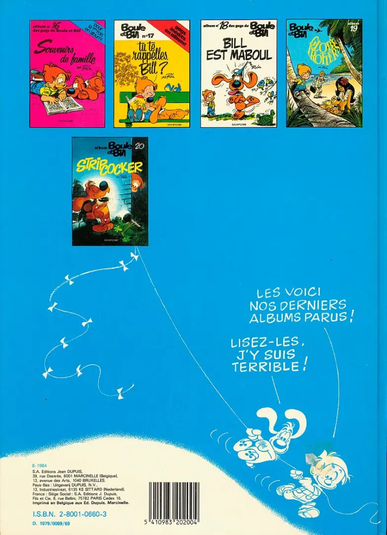 Verso de l'album Boule & Bill Tome 16 Souvenirs de famille