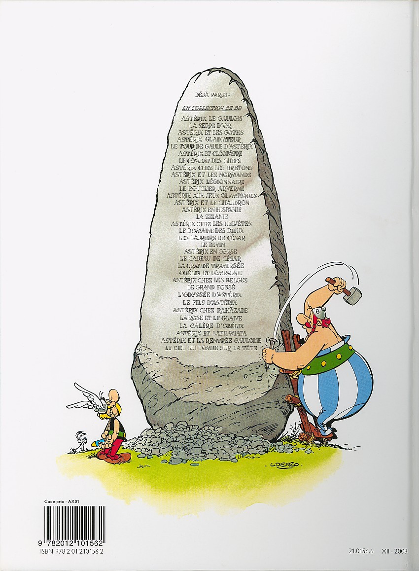 Verso de l'album Astérix Tome 24 Astérix chez les Belges