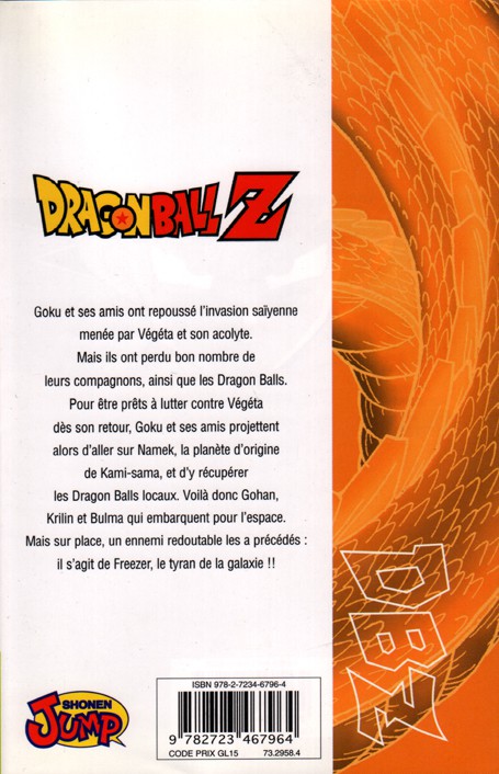 Verso de l'album Dragon Ball Z 6 2e partie : Le Super Saïyen / le commando Ginyu 1