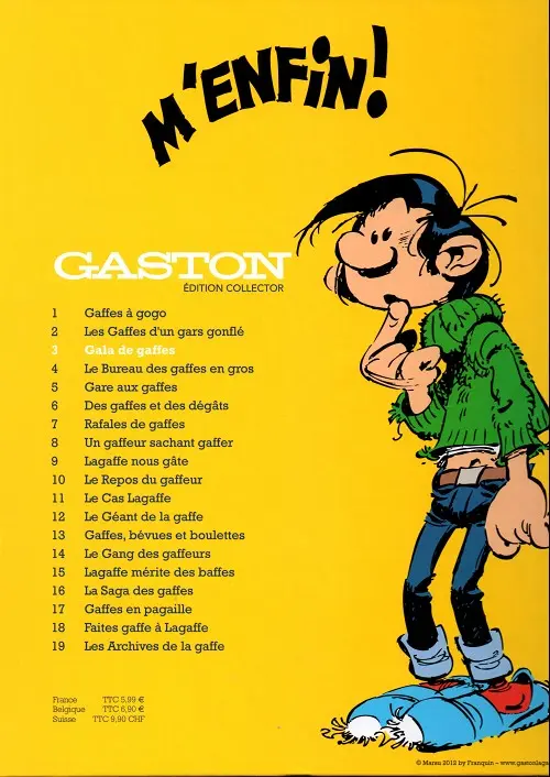 Verso de l'album Gaston Édition Collector (Télé 7 jours) Tome 3 Gala de gaffes