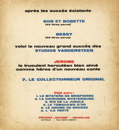 Verso de l'album Jérôme Tome 7 Un collectionneur original