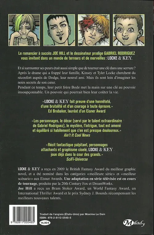 Verso de l'album Locke & Key Volume 2 Casse-tête