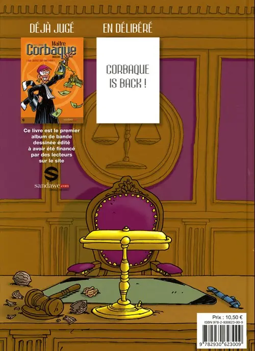 Verso de l'album Maître Corbaque Tome 1 Que justice soit (mal) faite !