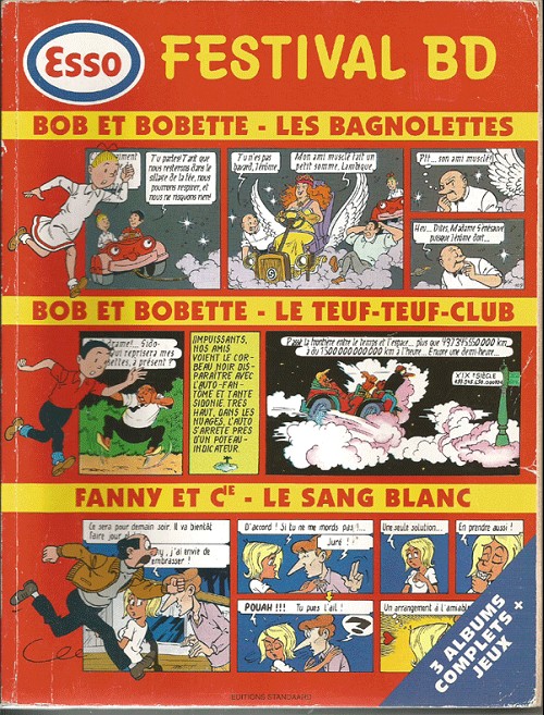 Couverture de l'album Esso - Festival BD Bob et Bobette : Les Bagnolettes + Le Teuf-teuf-club - Fanny et Cie : Le Sang blanc