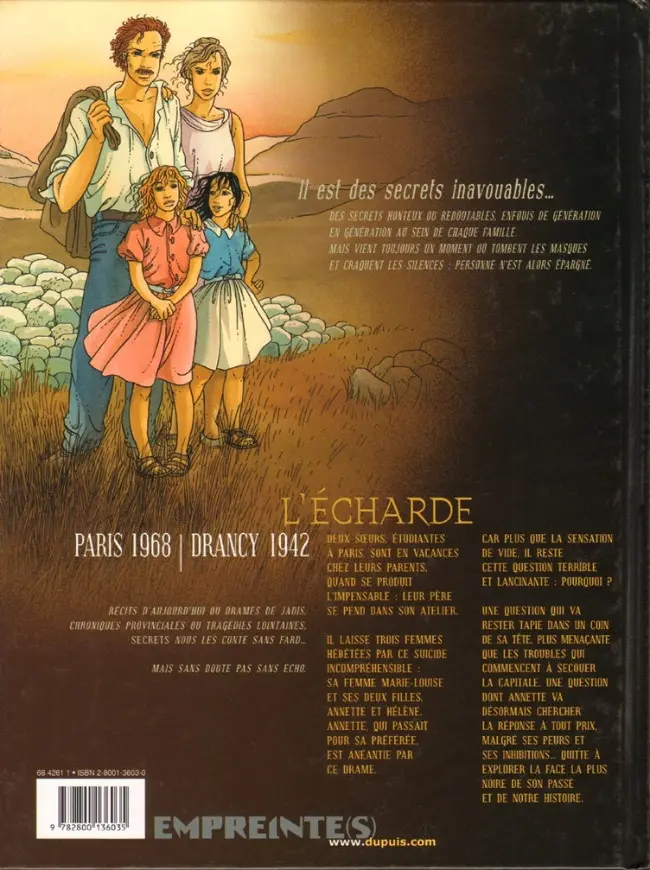 Verso de l'album Secrets - L'écharde Tome 1