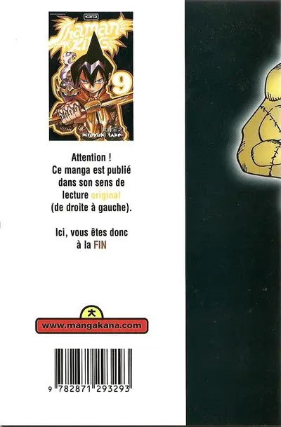 Verso de l'album Shaman King 9 En route pour le grand voyage