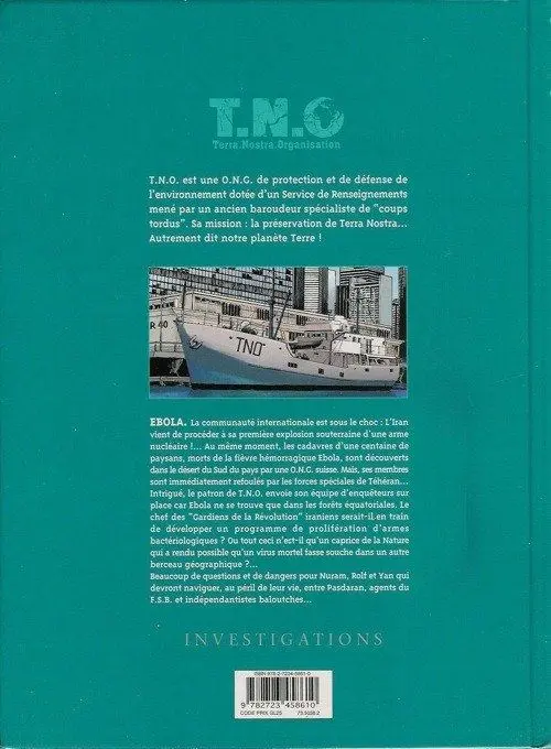 Verso de l'album T.N.O. Tome 2 Ebola