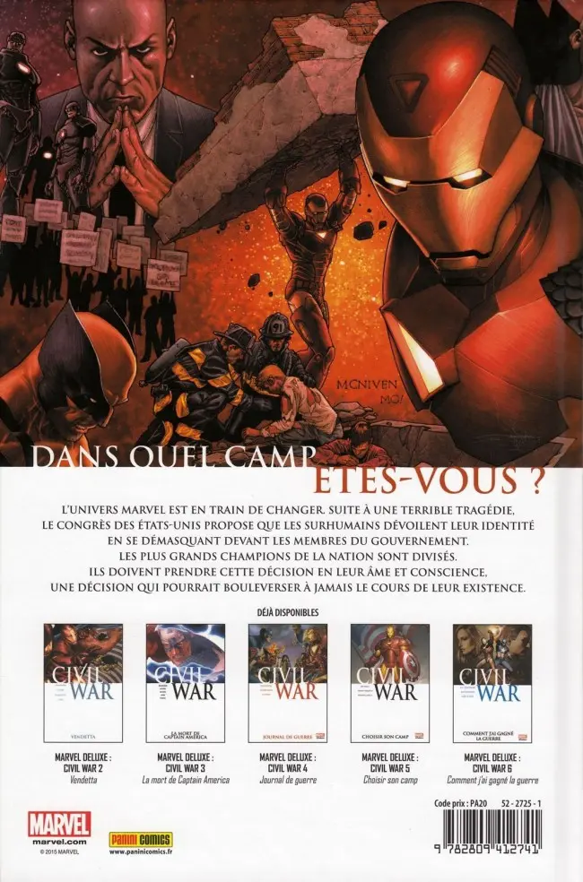 Verso de l'album Civil War Tome 1 Guerre civile