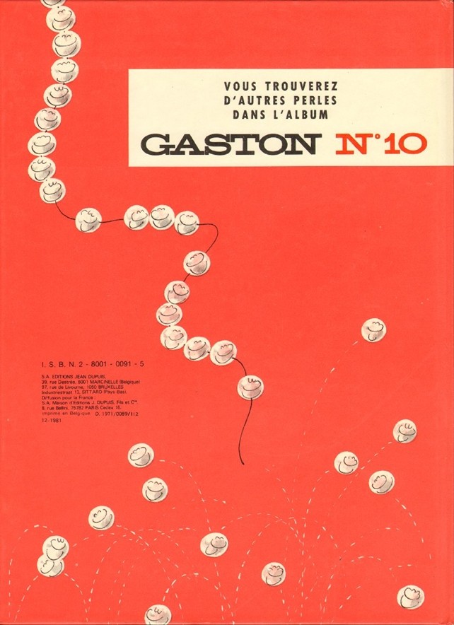 Verso de l'album Gaston Tome 9 Le cas Lagaffe