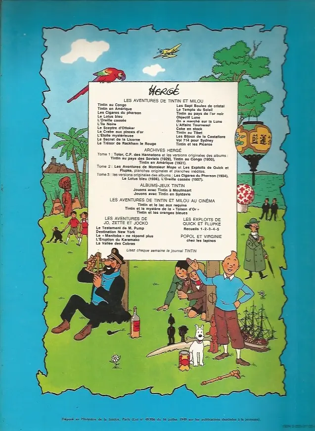 Verso de l'album Les Aventures de Jo, Zette et Jocko Tome 2 Destination New York