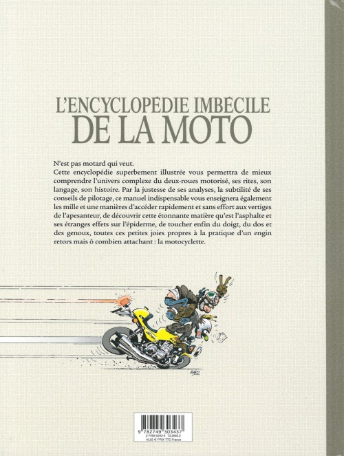 Verso de l'album Joe Bar Team L'encyclopédie imbécile de la moto