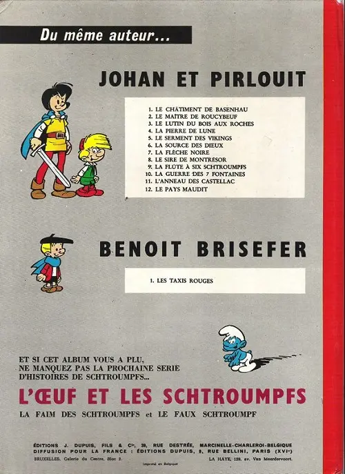 Verso de l'album Les Schtroumpfs Tome 1 Les Schtroumpfs noirs