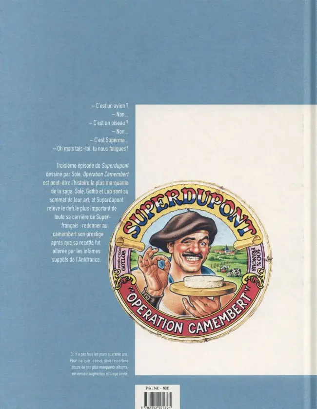 Verso de l'album SuperDupont Tome 3 Opération camembert