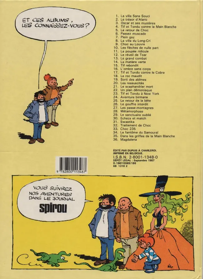 Verso de l'album Tif et Tondu Tome 6 Passez muscade