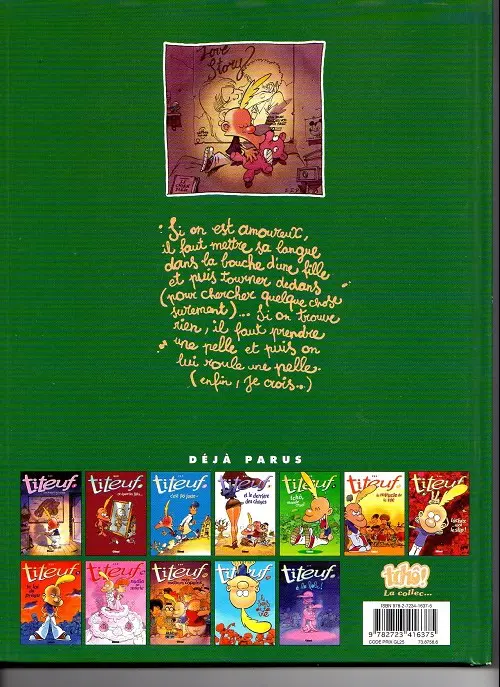 Verso de l'album Titeuf Tome 2 L'amour, c'est pô propre…