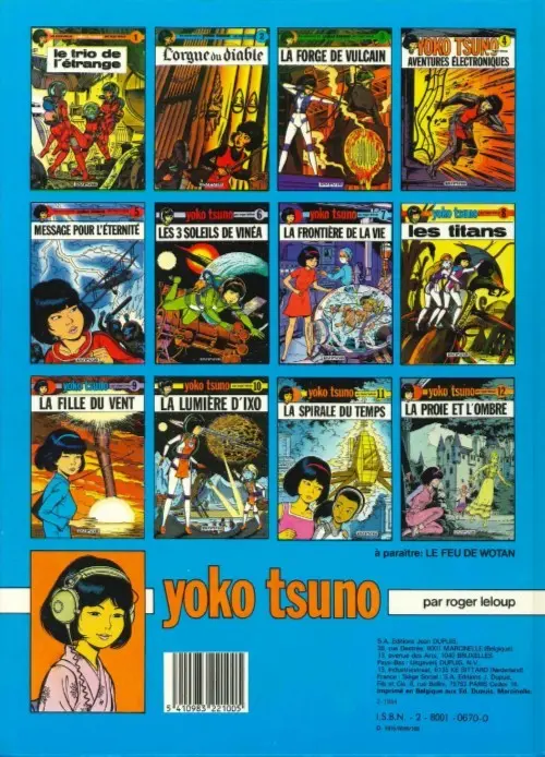 Verso de l'album Yoko Tsuno Tome 5 Message pour l'éternité