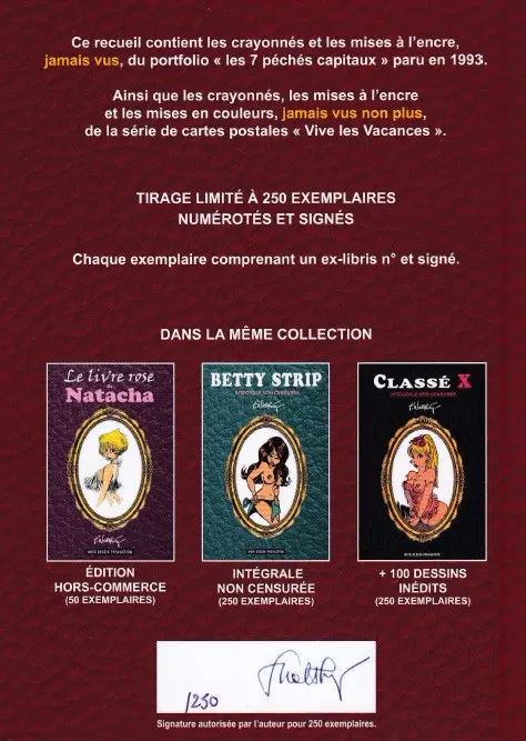 Verso de l'album Les 7 Péchés Capitaux