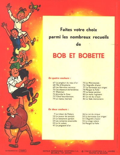 Verso de l'album Bob et Bobette Tome 82 Le fada mercenaire