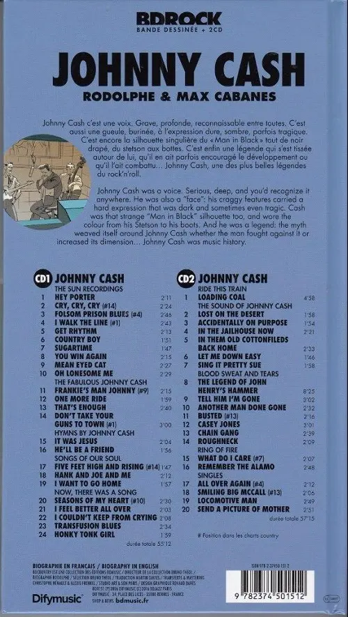 Verso de l'album BD Rock Johnny Cash